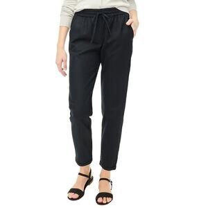 J.Crew Factory Linen-cotton blend drawstring pant Black Size 12P